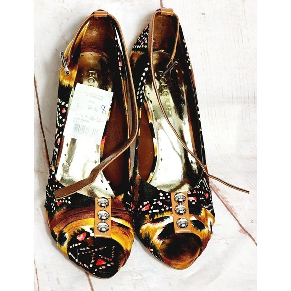 BCB Girls Studded Felt Multicolored High Heel 8B/38 Woman Shoe - Picture 10 of 16